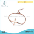 Bracelet unique en or rose, bracelet en croix, bracelet en acier inoxydable pour dames